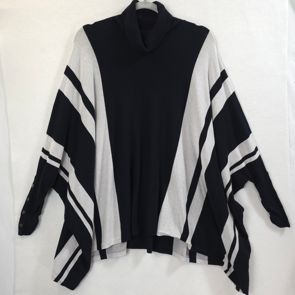 Alfani Poncho Sweater Turtleneck Oversize Colorblock Black White Women S Chic